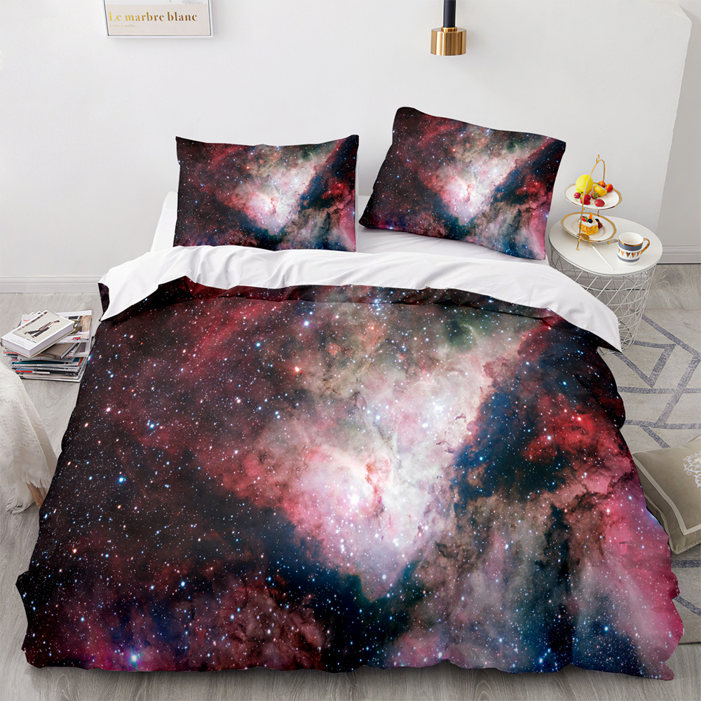 Stjärnhimmel täcke täcke set king/queen size night himmel galaxy blå lila mjuk sängkläder set romantisk stjärna polyester täcke omslag