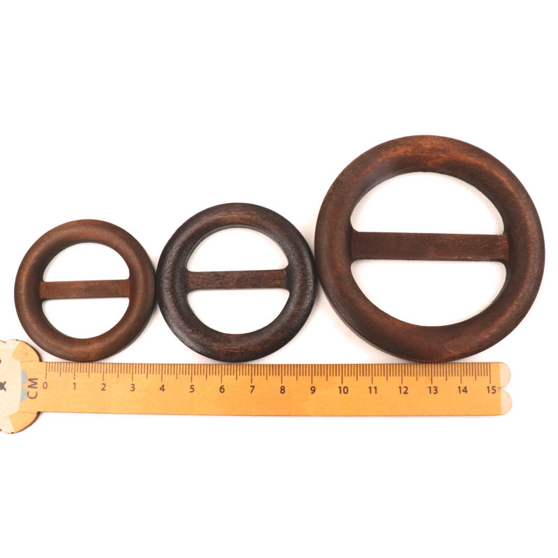 Mix Size Round Shape Garniture Handmade Wooden Crafts Belt Buckle Ring Wood Clothes Accessories Sewing Children DIY 50-75mm 