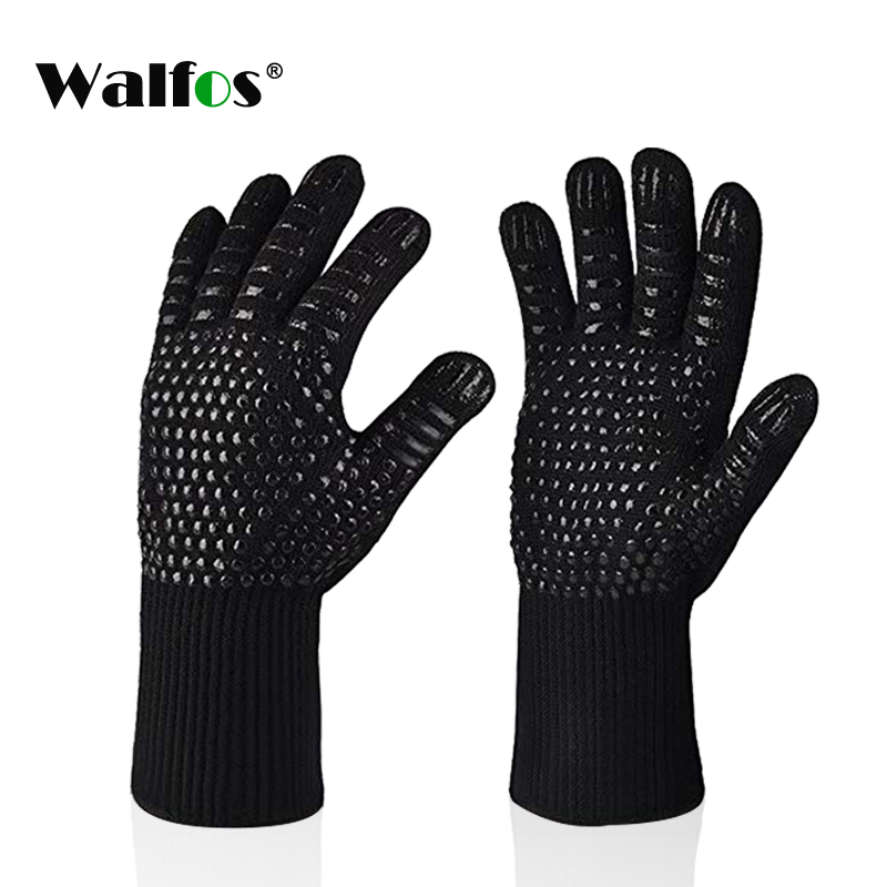 WALFOS Extreme Heat Resistant BBQ Gloves Grill Gloves Cooking Glove Oven Mitt for Kitchen Baking Tools