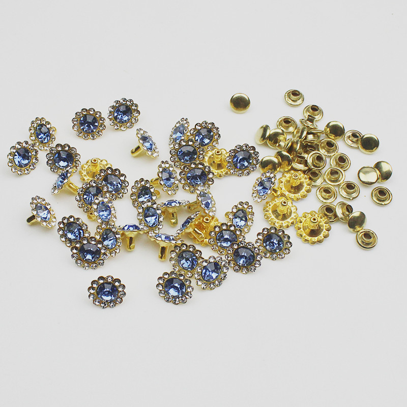 50/Colored Round Sunflower Tube Drill Rhinestone Garment Rivets Studs DIY Crafts Arts Leather Decor Spikes Drill Nails