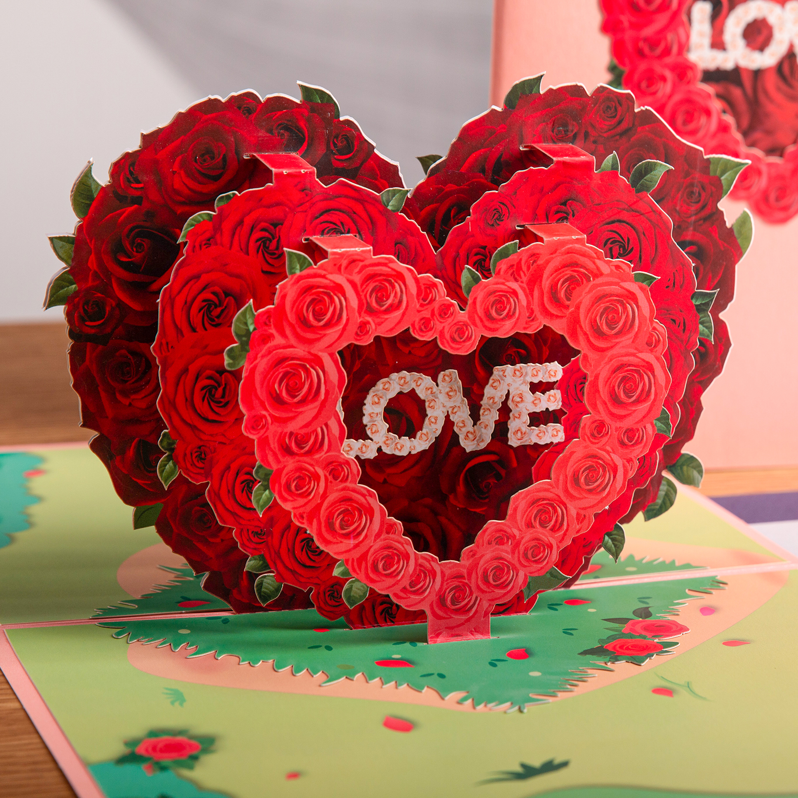 10 pacchetti pop -up card San Valentino anniversario di compleanno di San Valentino 3d Rose Loving Heart Toctorie moglie Women Marito