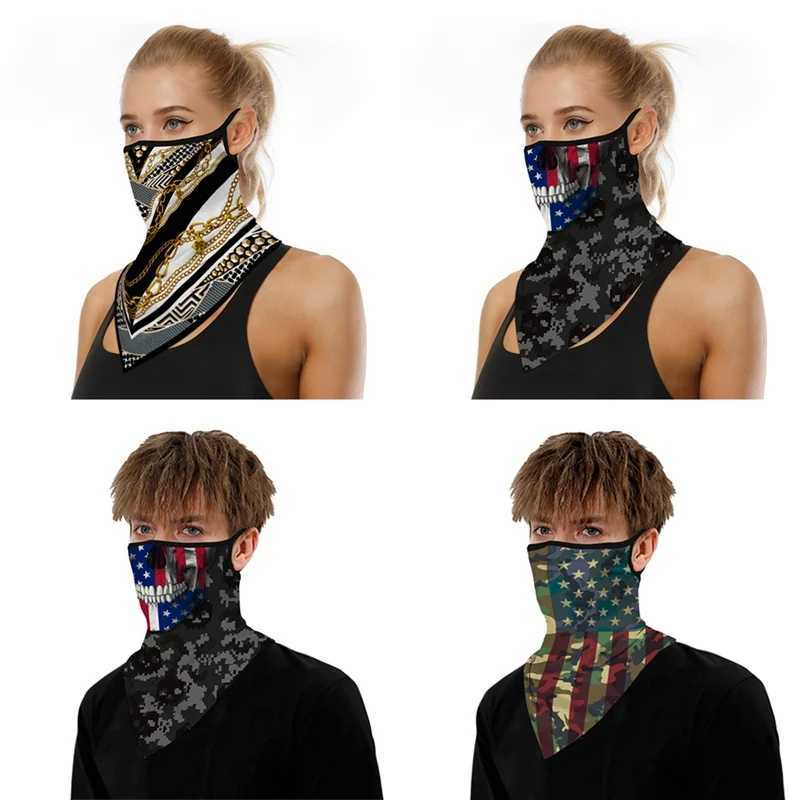 Fashion Face Masks Neck Gaiter American Blaclava Flag Imprimée Gaiters Moto-cycle cycliste Bandana Coton Masque en coton respirant Nouveau 24410