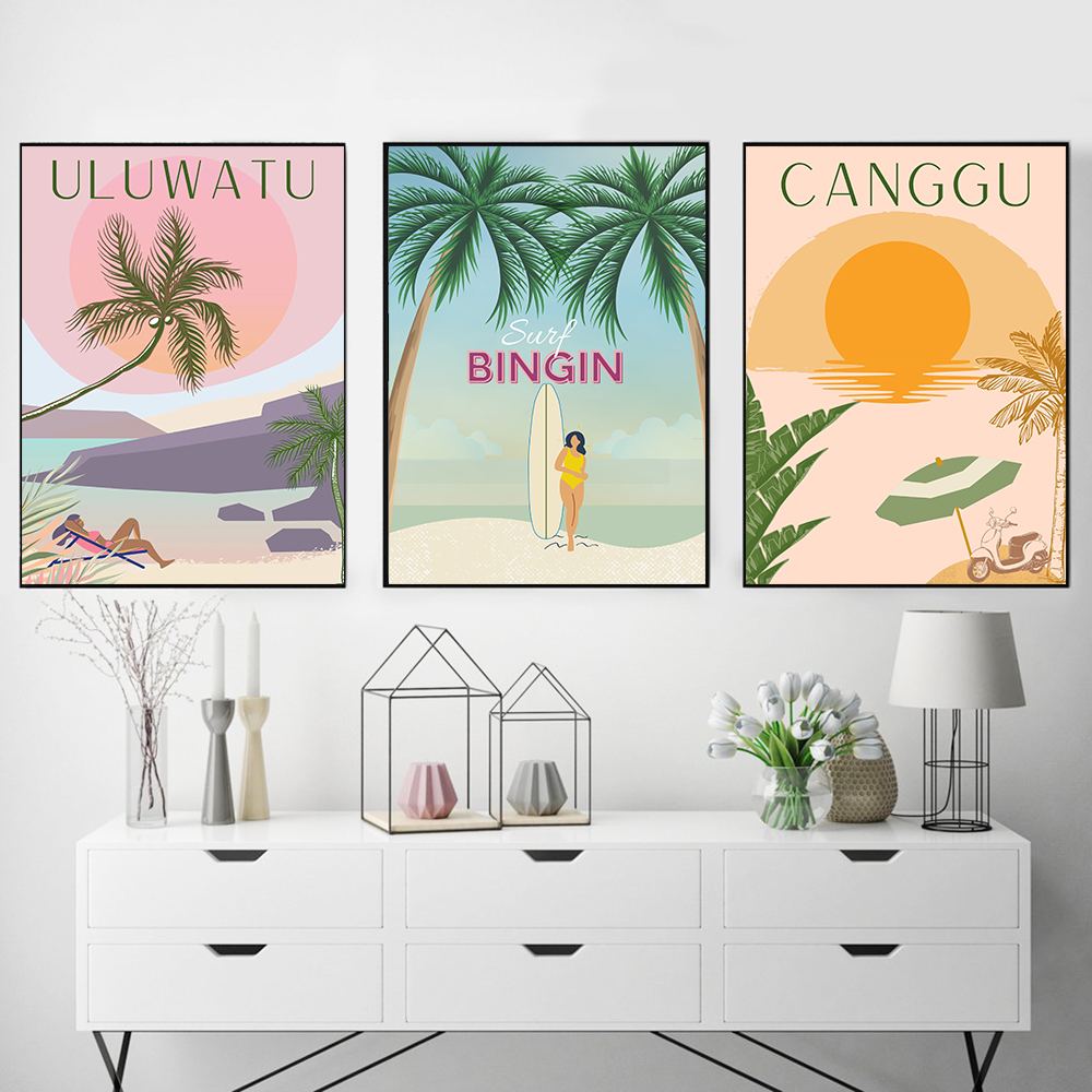 Landscape Wall Art Canvas Posters Nordic Prints Travel Bali Beach Sea Painting Pictures for Modern Living Room Home Decoration