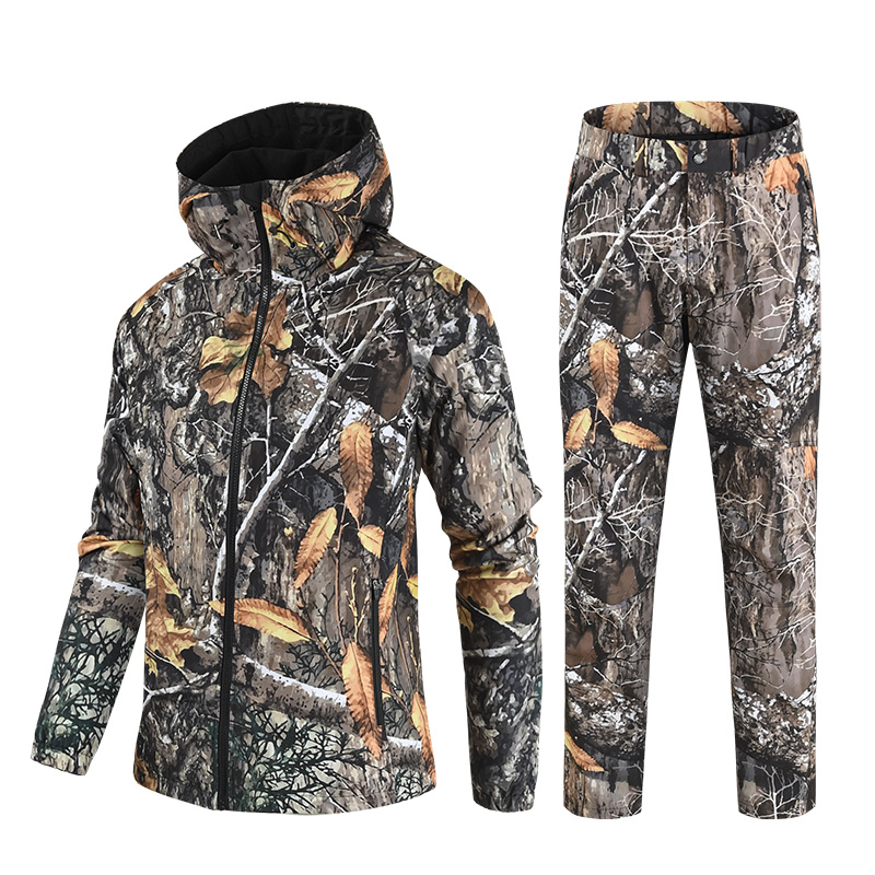 Autumn Winter Outdoor Bionic Camouflage Clothes Hunting Clothing Fishing Clothing Windproof Hiking Clothing Men Windbreaker