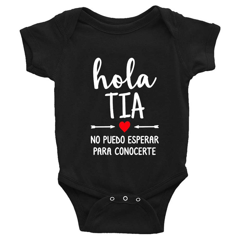 HOLA TIA Bodysuits de bebé español Anuncio de recién nacidos a tía chicos grilos