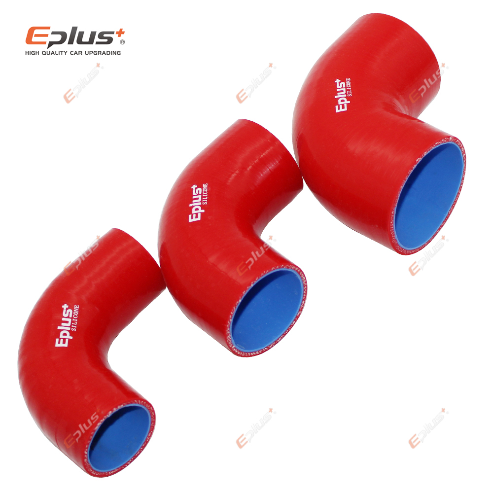 EPLUS Universal Silicone Tubing Hose 90 Degrees Connector Car Intercooler Turbo Intake Pipe Coupler Red Multi Size