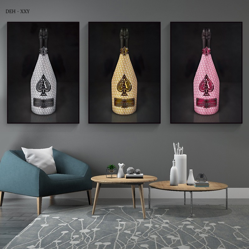 Arte da parede Pintura de pintura de diamante Ace Champagne Bottle Canvas Posters e impressões