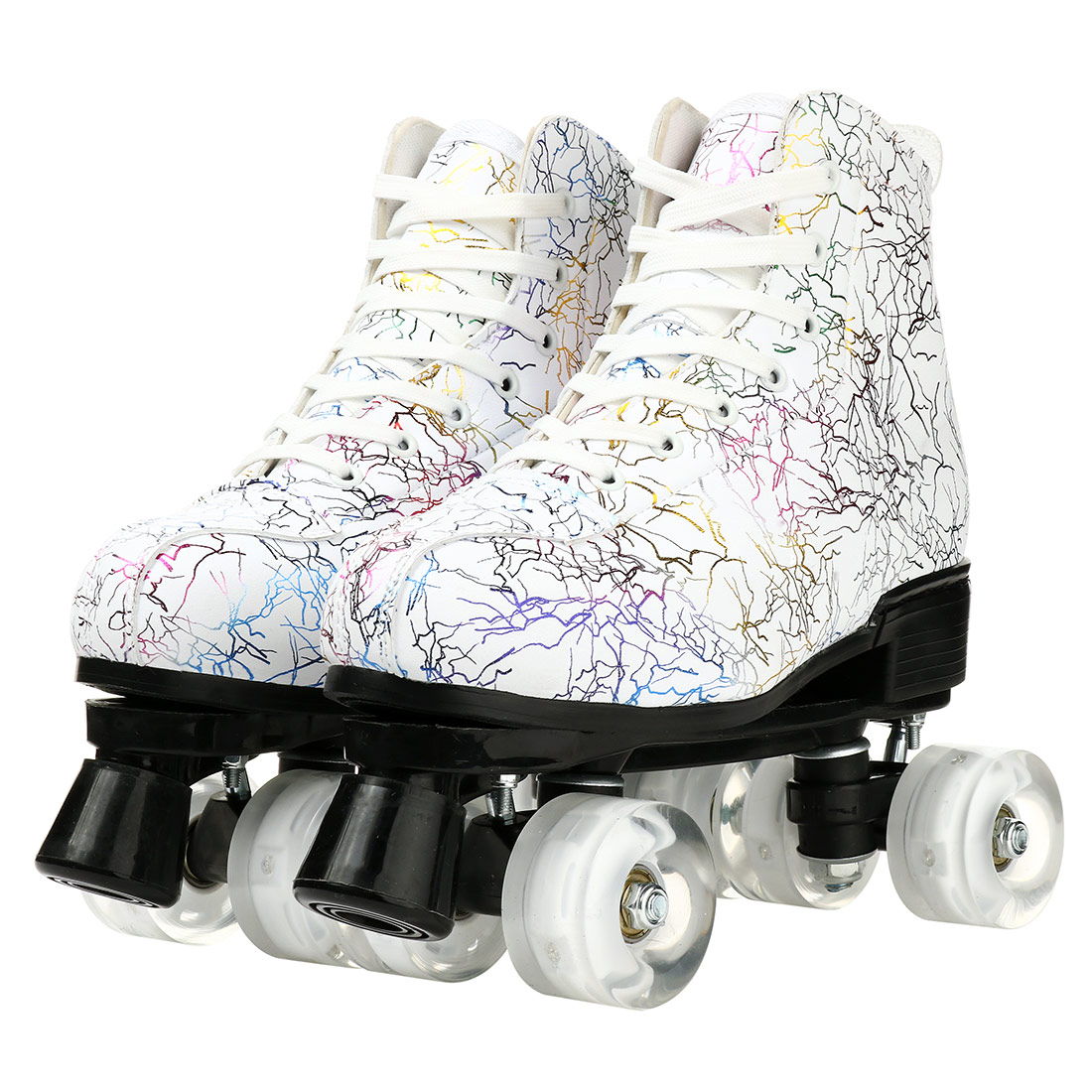 2023 Quad rouleaux patins Femme pour débutant adulte Extérieur de qualité glissante Microfibre PU Cuir ABEC-5 PU 4 Roues Skating clignotant