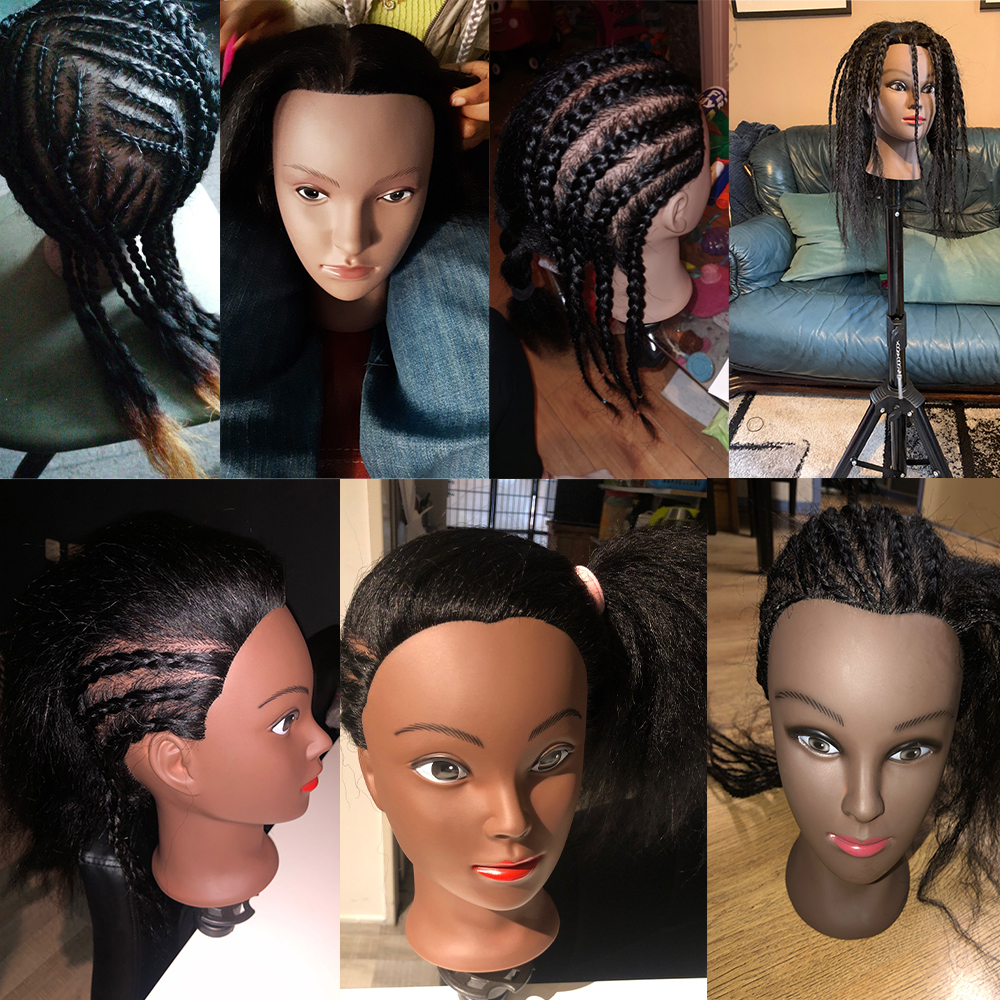 Afro Mannequin Head avec cheveux pour tresser Cornrow Pratique Head 100% Hair Dolls MANNEQUIN TRACINE MANNEQUIN COMME