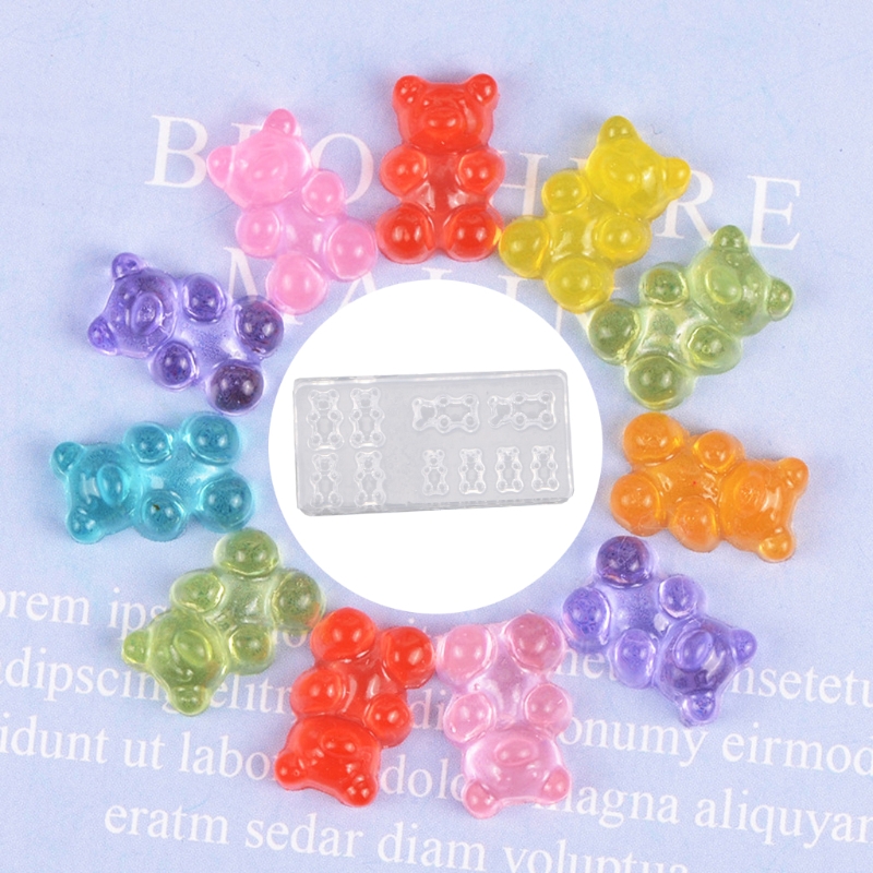 5 pellagore fatto a mano Cute Bear Nail Art Silicone Mini Gummy Bear Stampo Orso Nail Art Art Casting Model Model Artigianato