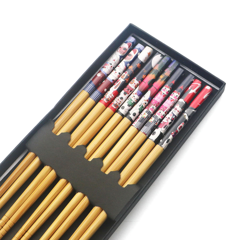 Natuurlijke houten eetstokjes herbruikbaar 5 paar set Japanese sushi eten bamboe chopstick keuken gereedschap restaurant decoraties