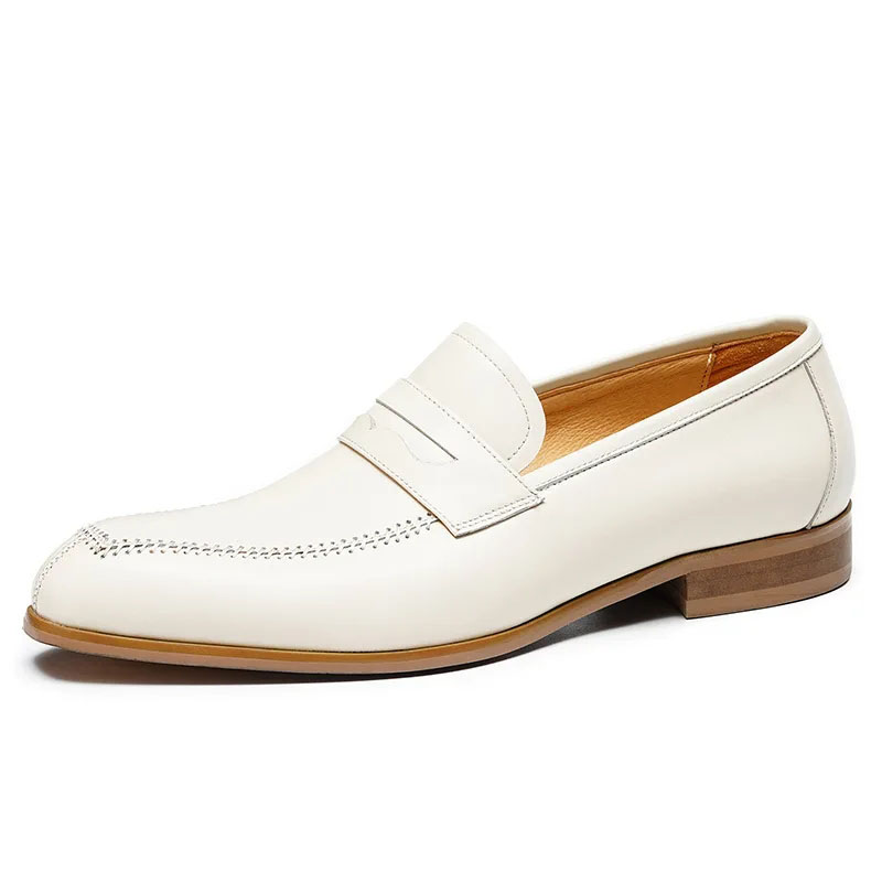 Britse trend heren kleding schoenen Loafers luxe echte lederen ontwerper 2024 zomer nieuwe witte bruiloftsbedrijf sociale schoenen man man