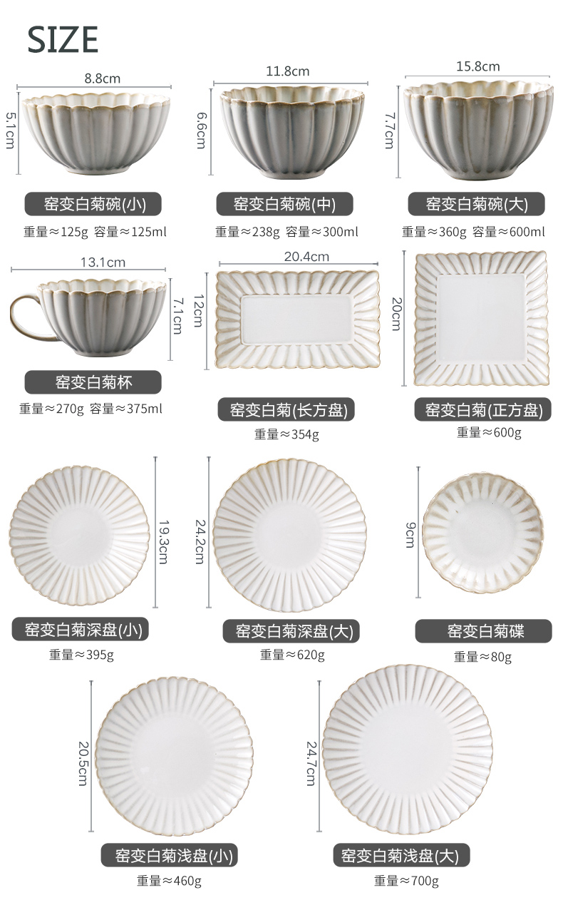 Keramisk bordsugn Gug Glazed Bowl and Plate Set Hushållssallad Bowl Rice Bowl Square Dinner Plate Steak Plate Japanese Style