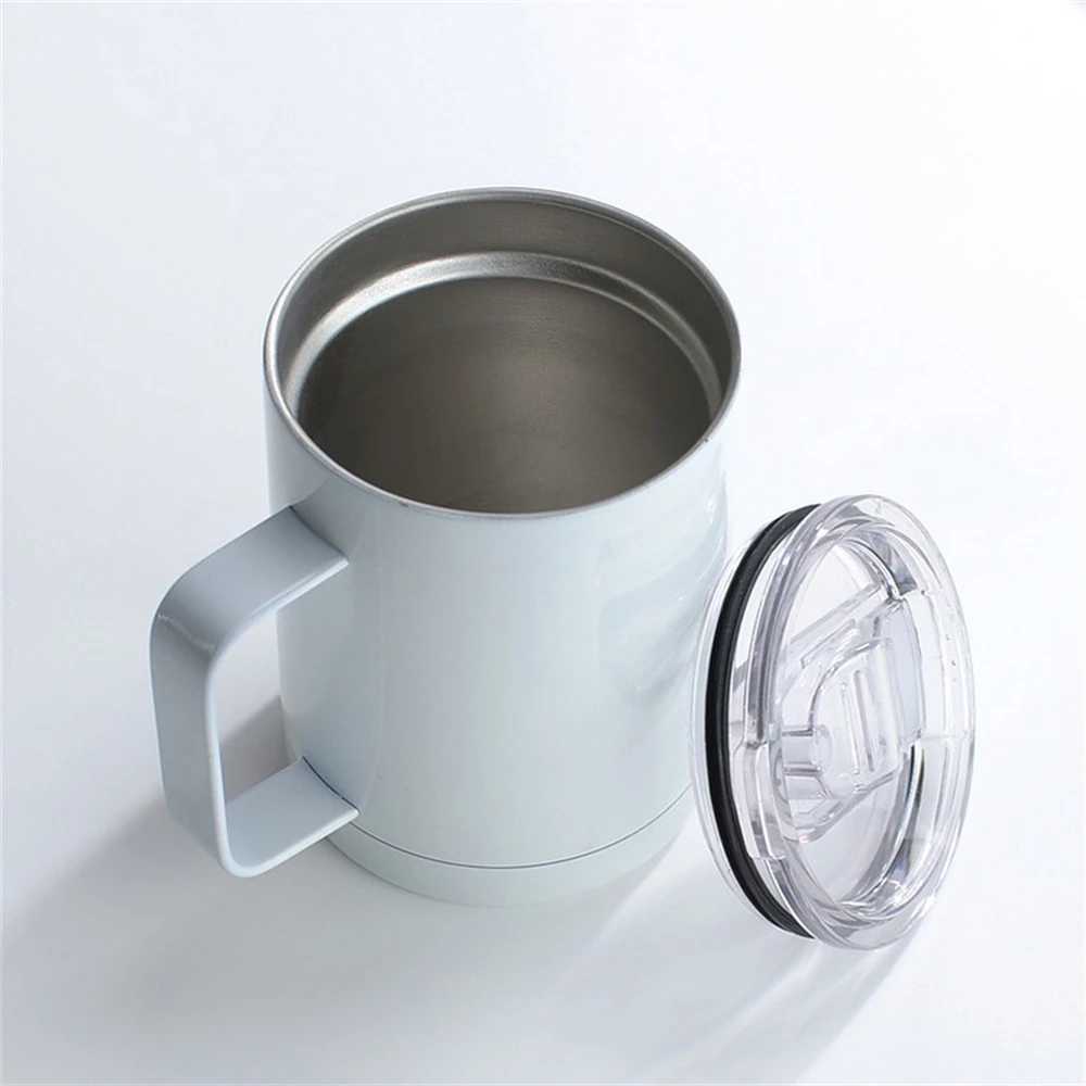 Canecas Copo de sublimação de calor de metal de canecas com alça de transferência térmica em branco para impressão Design Projeto Office Water Bottle Cup 240410
