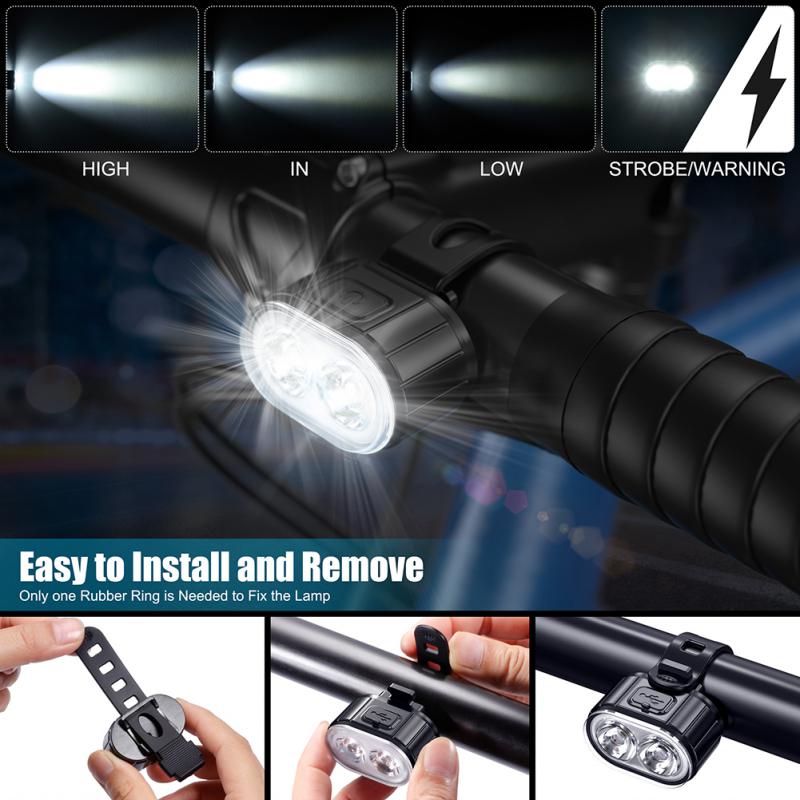 4 modes 350mAh Bike Light Mtb Road Bicycle Headlight USB ACCESSOIRES DE BIDE DE LETTE LED RECHARGABLE RECHARGÉable