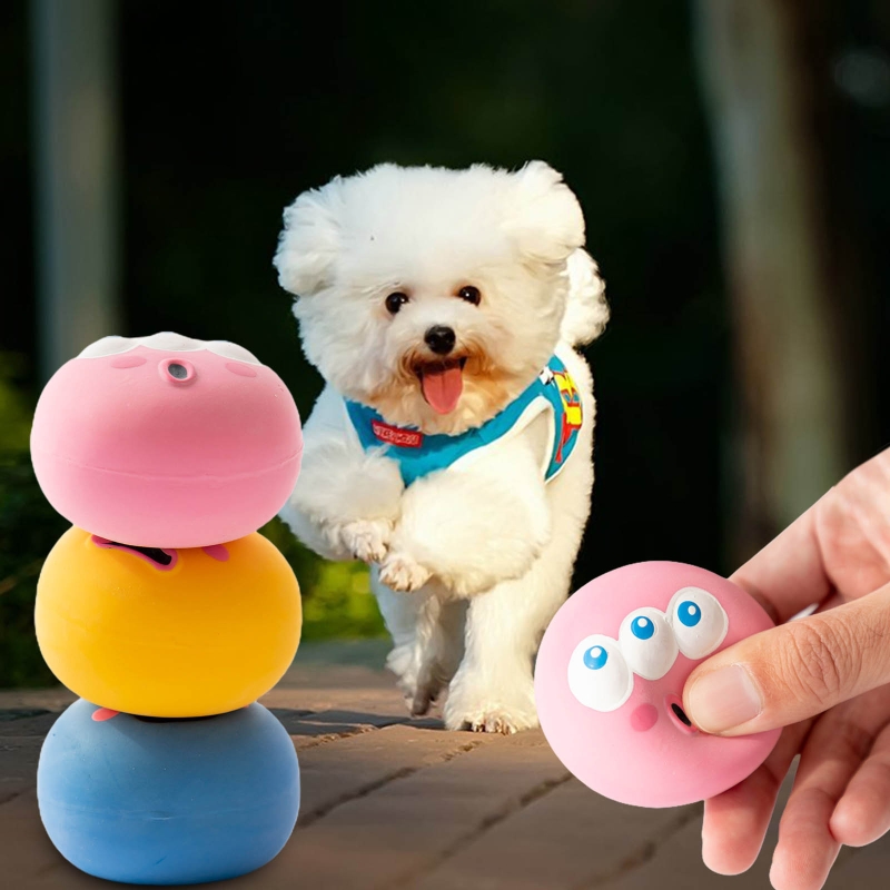 Dog Toy Ball Bright Color Chew Toys Soft Squeak Rubber Balls for Small Dogs Puppy Interactive Fetch Play Training Toys M68E