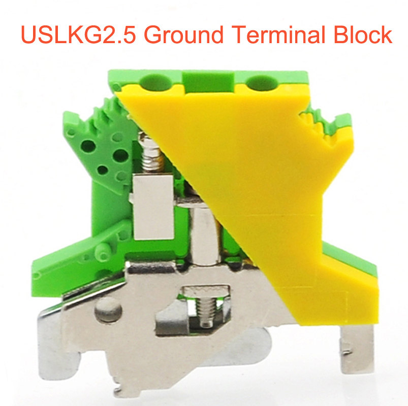 DIN RAIL MOUNT GOOTSCHROEP TERMINAL BLOK USLKG2.5 BORNIER ELEKTRISCHE WIRE CONNECTOREN UK2.5B Earth Morsettiera Cable 14AWG 2,5 mm2