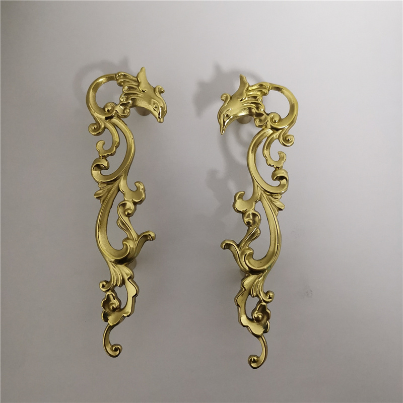 long Mysterious Bird Brass Handle Pure Copper Dather Cabinet Porte de porte DIY Gold Furniture Tirls
