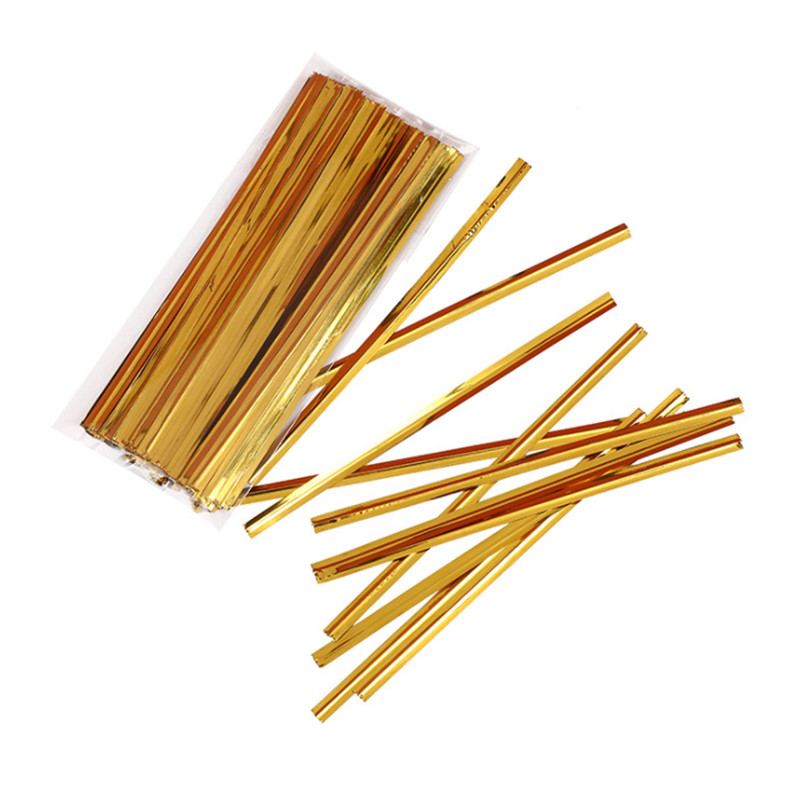 Gold Silver Tie Silk Candy Cake Packaging Metal Wire Tie Strips 6/8/10/12/15CM Gift Packaging Bag Fastening Supplies