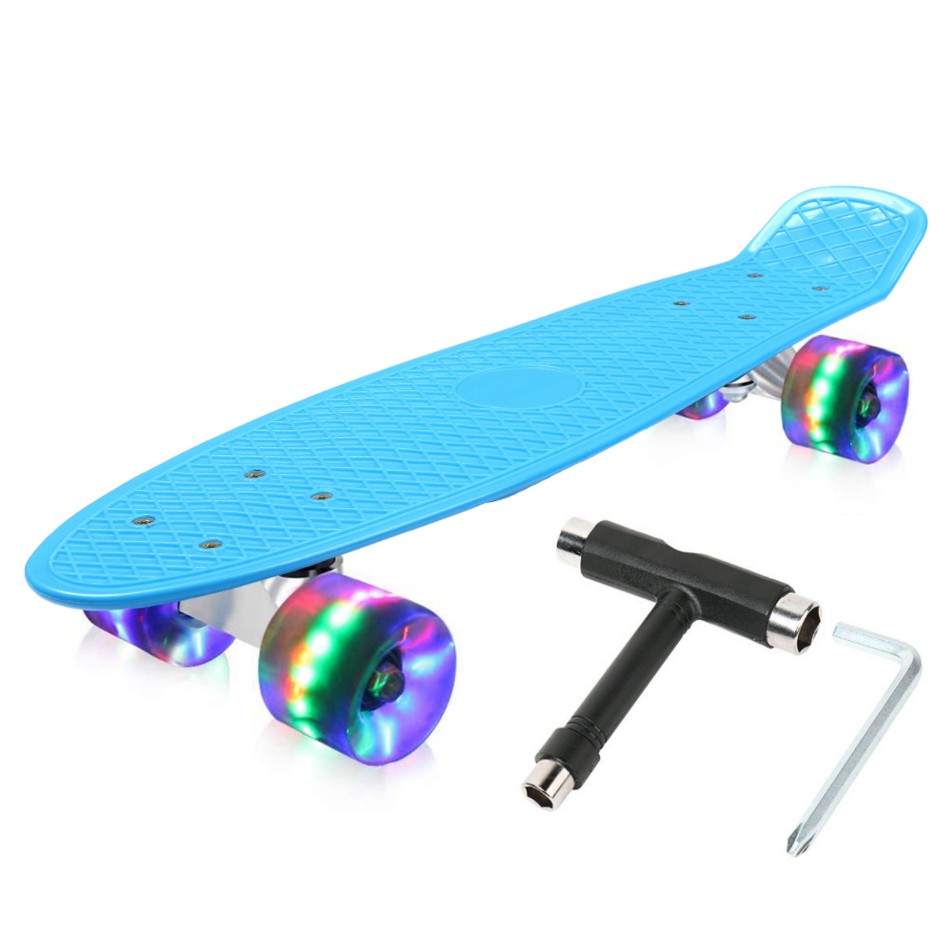 22 Inches Four-wheel Mini Longboard Pastel Color Skate Board Skateboard with LED Flashing Wheels Skateboard Deck kid Adult