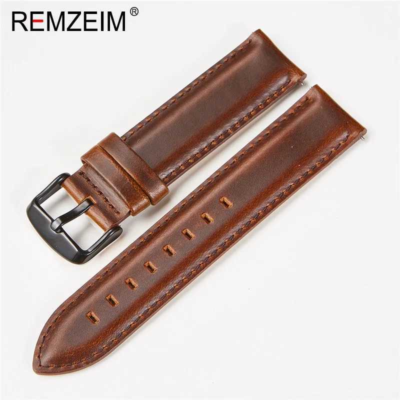 Watch Bands New Genuine Leather Watchband 18mm 20mm 22mm Black Brown Red Cowhide Watch Band Quick Release Strap Watch AccessoriesL2404