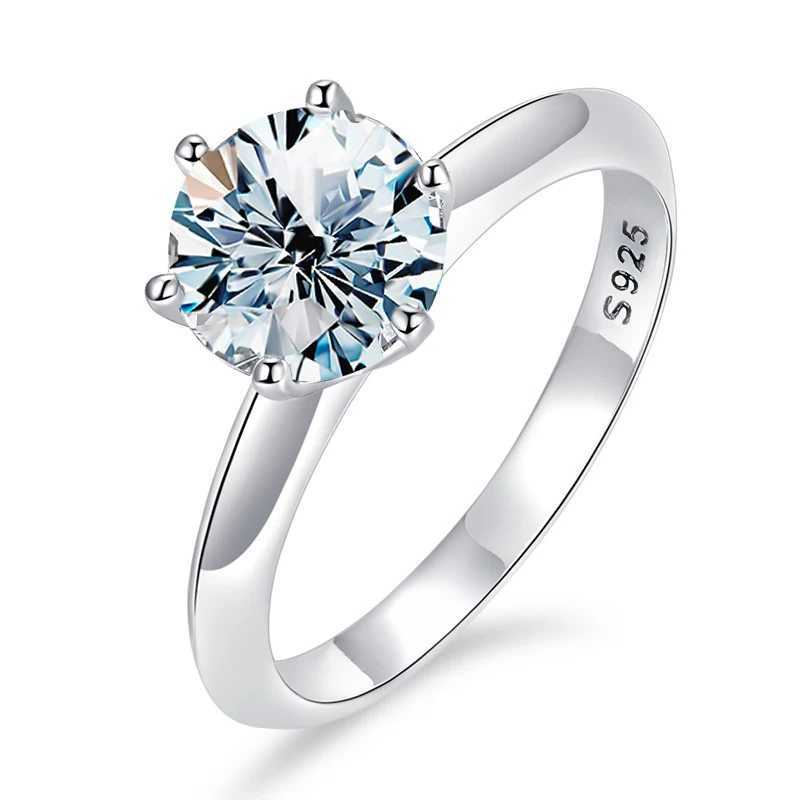 Band Rings Gra Luxury 0,5-2ct Moissanite Diamond Card Ring Womens Gift True 925 Sterling Silver Engagement glittrande utsökta smycken J240410