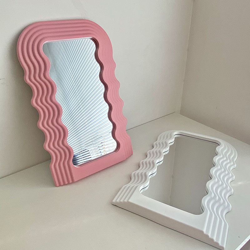 Творческое настольное волновое зеркало косметическая ванная комната пластиковая обрамленная рамка с домашней стеной золотой декоративный