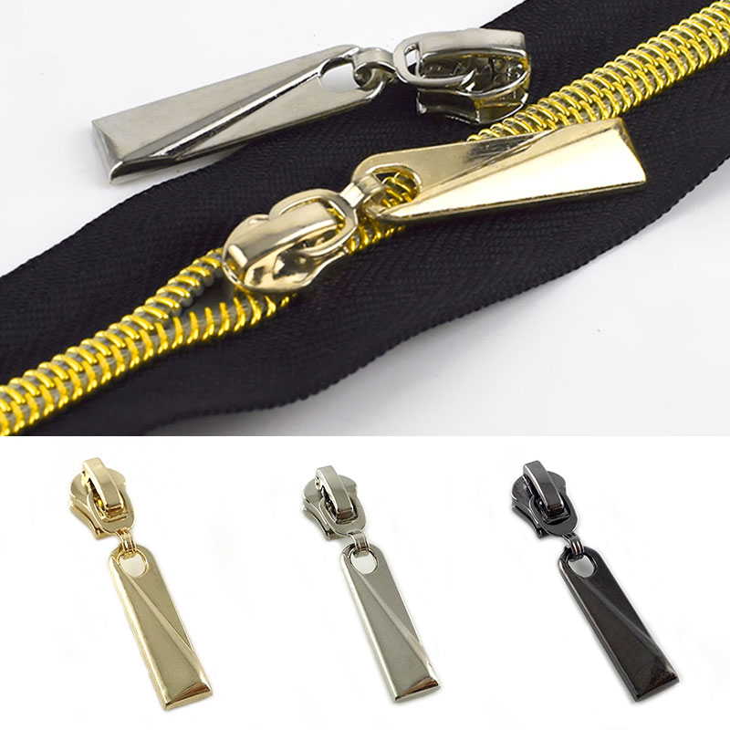 5 # Zippers en métal têtes Gold Silver Black Sliders Hlippers pour bricolage Handrake Couse Veste Veste à fermeture éclair