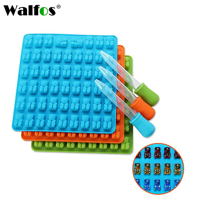 Walfos Silicone forma molde de silicone, formato de urso urso molde geléia de urso bandejas de doces com chocolate de borracha giratória