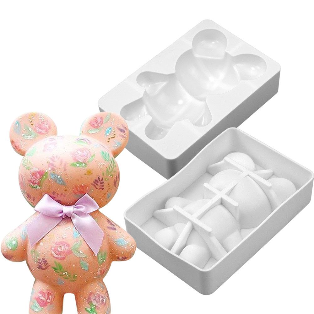 3D Chocolate Bear Silicone Mold Baking Tools Handgjorda stor storlek Breakerbar kakform för chokladbombe gelé kupolmousse