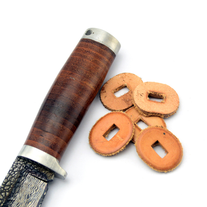 10st 2 storlekar Knivpiercinghandtag gör materialtillbehör kohud läderring för militär sabel kaba ka-bar knivar grepp