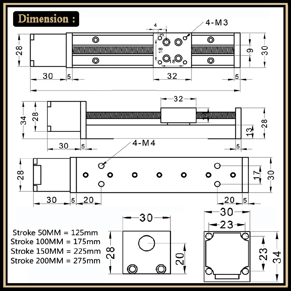 線形ガイドレールスライド線形段階テーブル50mm〜200mmピッチ1-12mm、28mm nema11ステッパーモータードライバーキットモジュール線形レール