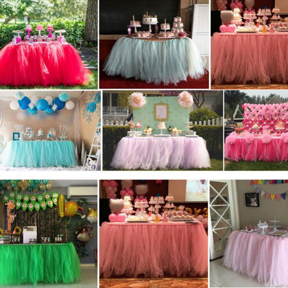 22m مأدبة طاولة قطعة قماش مرنة Tulle Mesh Table Skirt tablecloth Gaauze Craft حفل زفاف طاولة عداء