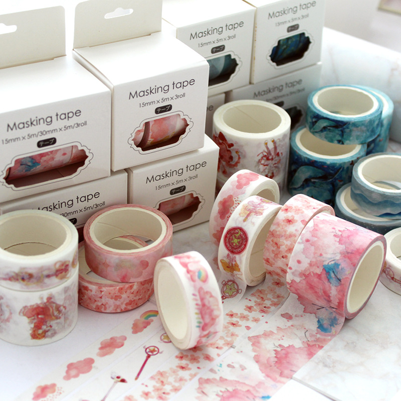 12 lådor Masking Tape Set Petal Animal Flower Paper Masking Tejp Japan Washi Tape DIY Scrapbooking Sticker