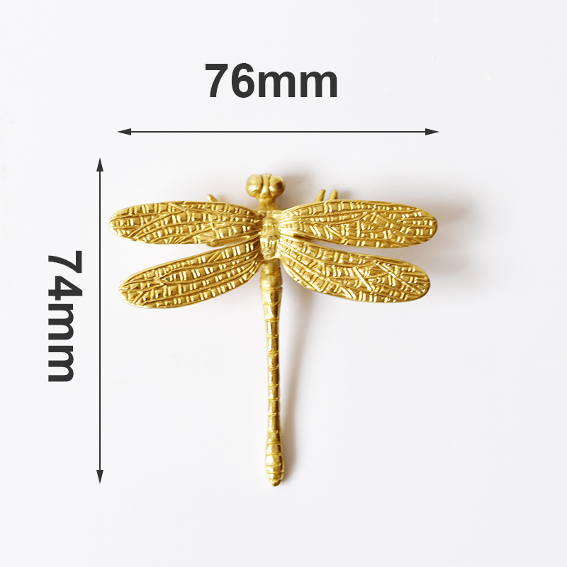 IHOMCASA Dragonfly/Butterfly Shape Brass Door Knobs Furniture Cupboard Drawer Pulls Dresser Wardrobe Kitchen Cabinet Handles