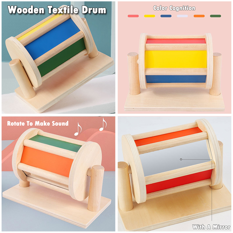 Kindergarten Montessori Wooden Toys Winder Object Permanence Box Coin Box Drawer Game Textile Drum Teaching Aids Sensory Toys