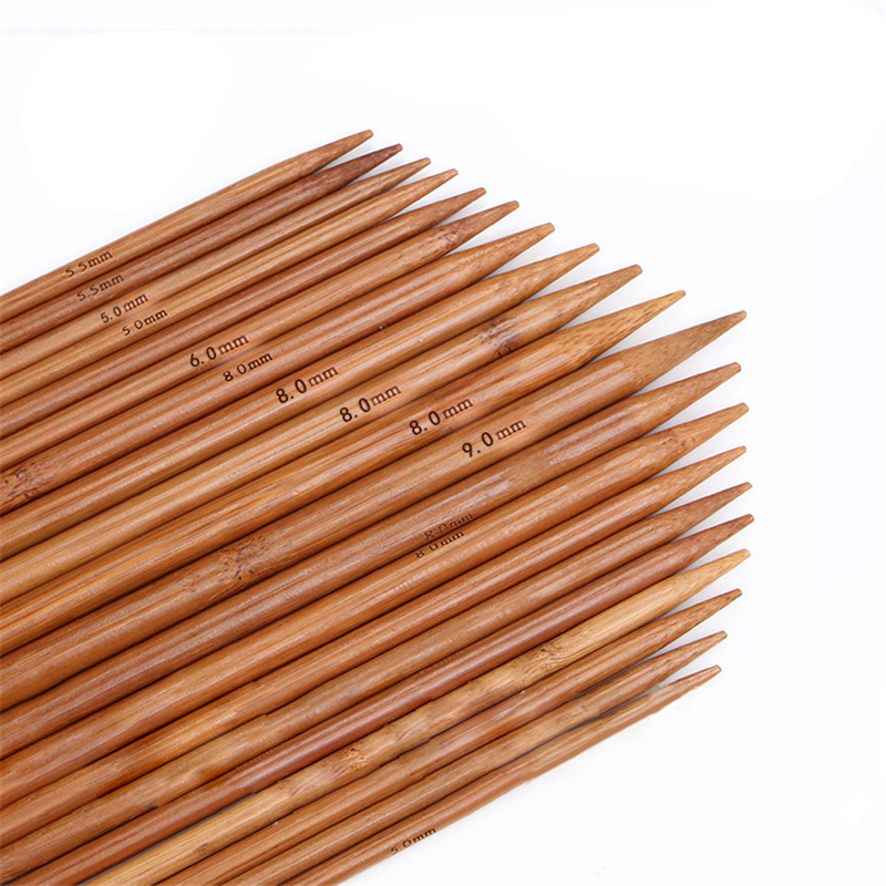 Natural Bamboo Double Pointed Knitting Needles Coffee 36cm Långt DIY Handle Home Weave Garn Crafts Tools, 4 uppsättningar 4st uppsättning