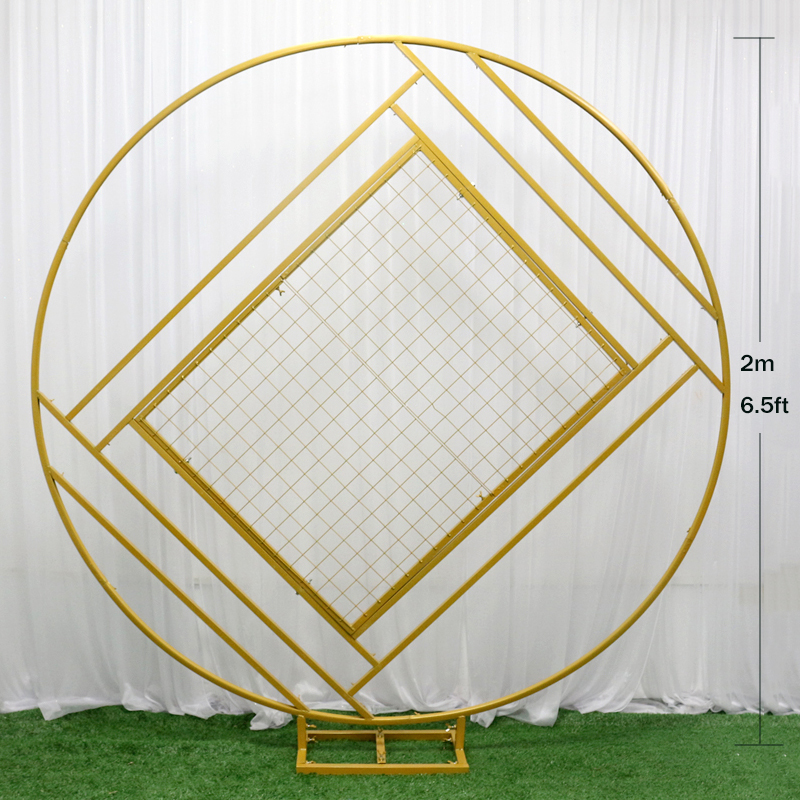 WEN-FEIYU Wedding Arch Backdrop, Wrought Iron, Creative Ring, Geometric Frame, Stand Screen, Stage Background Decoration