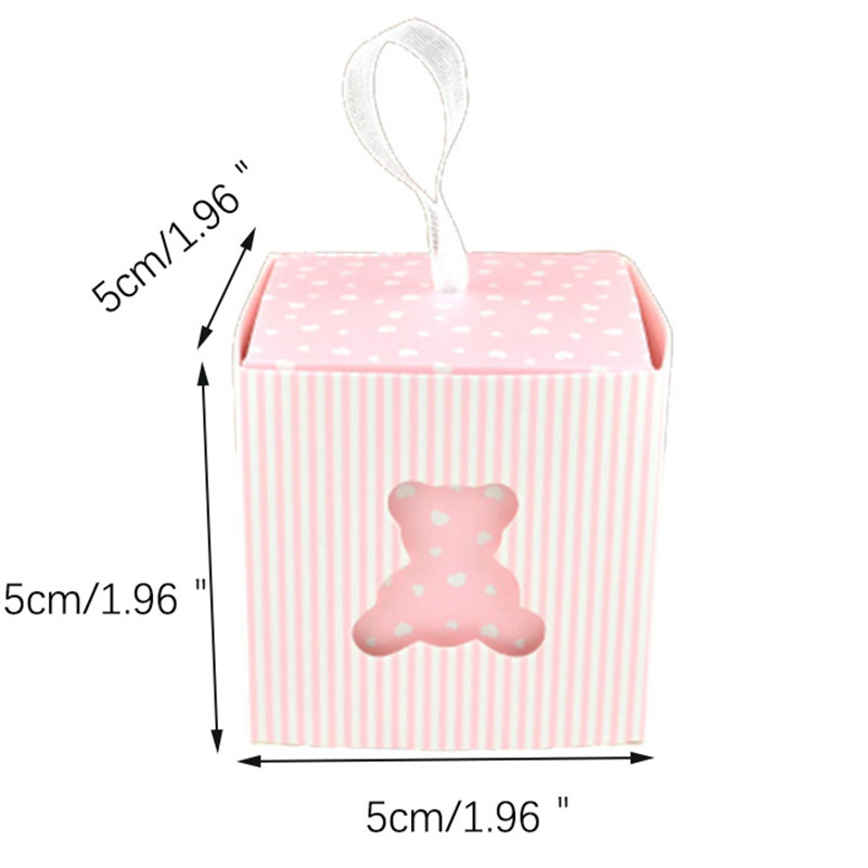 50 stks kleine teddybeer kraft papieren snoepdozen kartonnen bruiloftsfeest voorkeur sweet cadeaus doos diy baby shower verjaardag decor