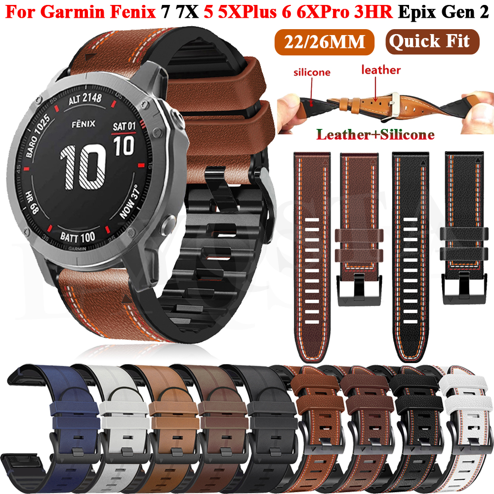 26 22mm Smart Watch Strap Garmin Fenix 7 7x Epix 6XPro 6 5 5x Plus 3HR 935/945 Bracciale in pelle silicone in forma veloce.