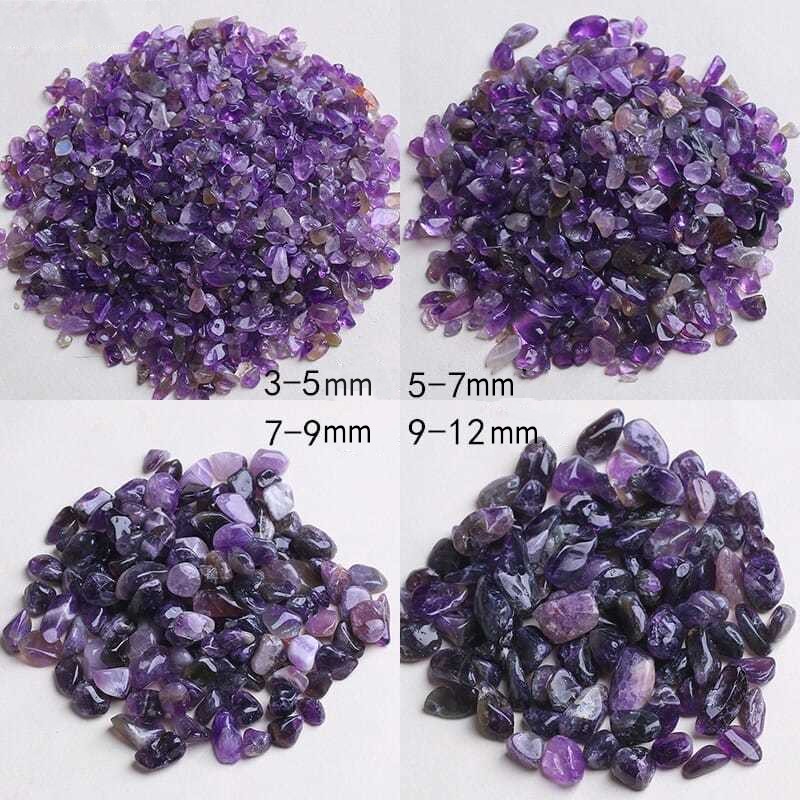 Natural Crystal Degauss, Healing Energy Stone, Chips for Aquarium, Home Decor, Rock Mineral, Dark Amethyst Gravel, 4 Sizes, 100g