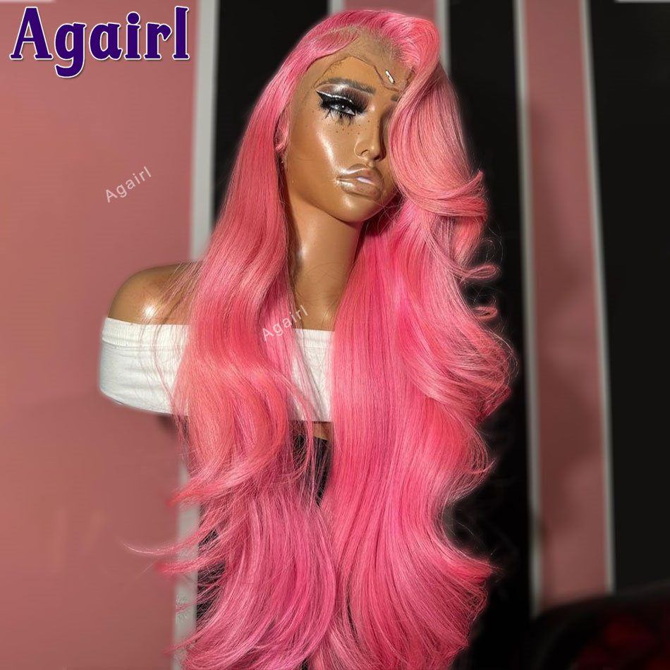 13x6 ombre pêssego rosa #613 onda corporal colorida renda frontal peruca clara rosa 13x4 transparente renda frontal perucas de cabelo humano para mulheres