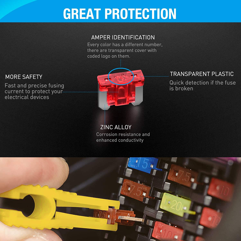 140 stuks Mini Car Fuses Car Blade Miniature Fuse Combo Box 2A/3A/5/A/7.5A/10A/15A/20A/25A/30A/35A/40A