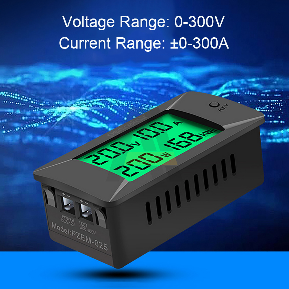 DC 0-300V 300A Voltmetro Amperometro Tester batteria auto 100kWh Elettricità Tensione di energia Monitoraggio Monitoraggio Monitor Shunt