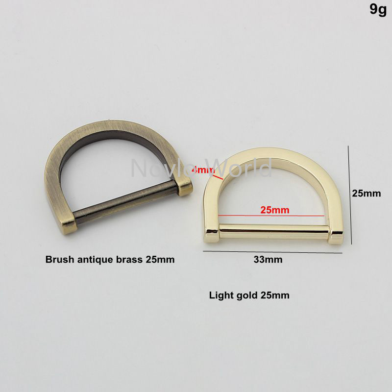 10-50st 4,0 mm 5,0 mm tråd 19mm 20mm 25mm legering Die-casting open d-ring för renar och läderväskor väsktillbehör