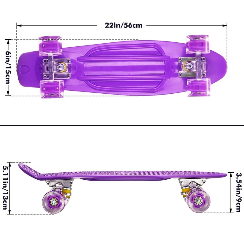 JUSENDA 22in Skateboard pour enfants Scooter Penny Board Mini Longboard Banana Pastel Skate Board Roues de camion Camion