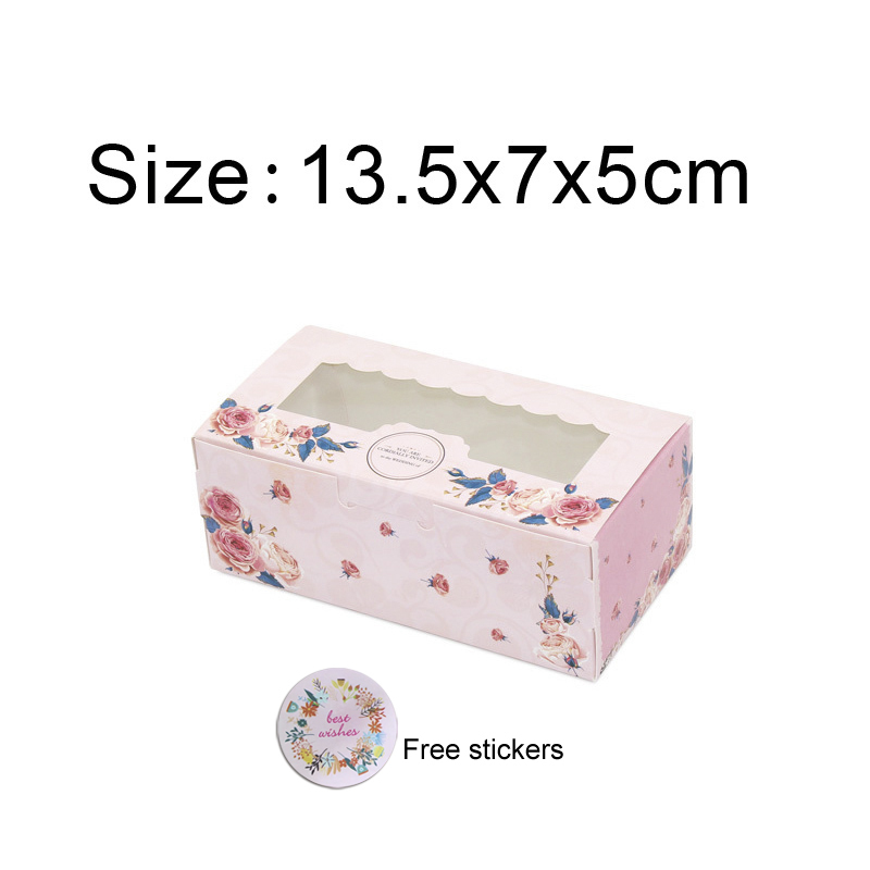 10 pezzi Trotela scatole con adesivi finestre regalo la festa di nozze rosa rosa torta alimentare imballaggi caramelle biscotti di cartone cupcake