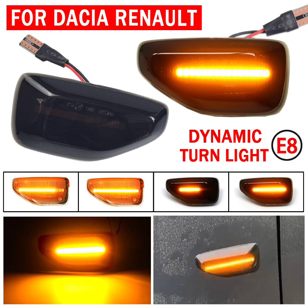 dynamique Amber LED Turn Signal Signal Blinker Light pour Dacia Logan II SANDERO DUSTERS 2018 ~ LIGNE DE SIGNAGE DE COYAGE DE CAR