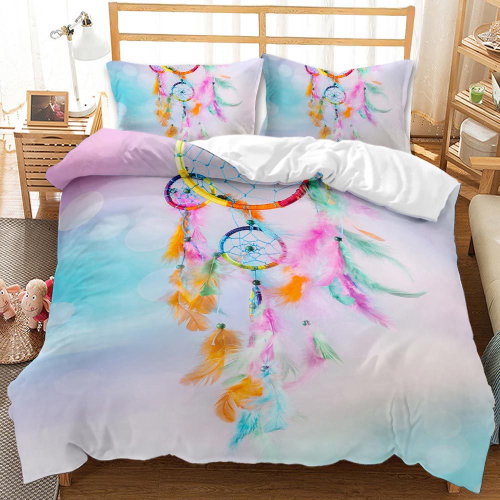 Coquette colorée coquette colorée coquette de litière de receveur de rêve en plumes Mandala Couper avec une taie d'oreiller pour les filles adultes décor de chambre à coucher