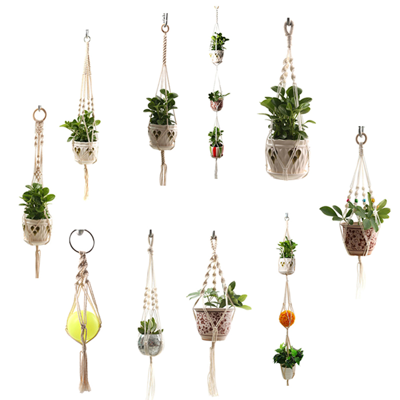 Macrame Plant Hangers Different Designs - Handmade Indoor Wall Hanging Planter Plant Holder Basket